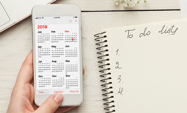 phone calendar next to a to-do list