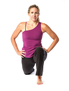 woman doing yoga lunge