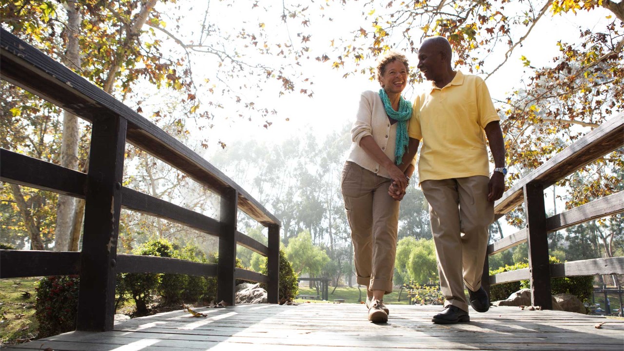 couple walking outside